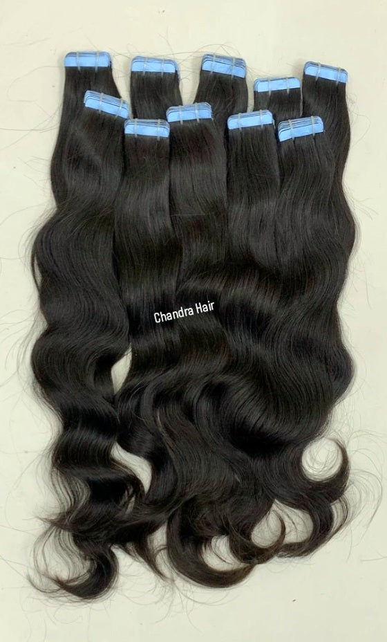 North Indian  Hair Natural Wave Tape Hair Extensions USA STOCK - Chandra Hair