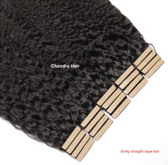 Virgin Hair Tape Extensions Kinky Straight (Grade 9A) - Chandra Hair