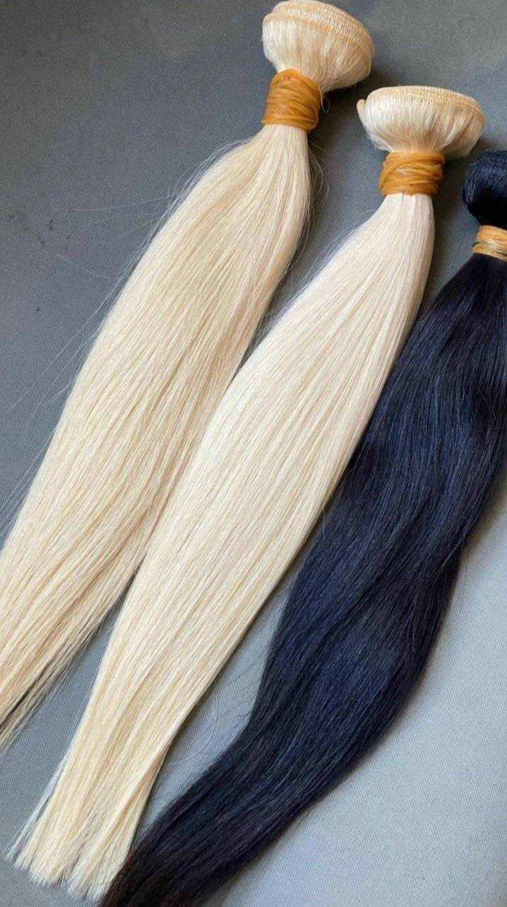 613 and #60 blonde 10A virgin hair weft bundles, another angle