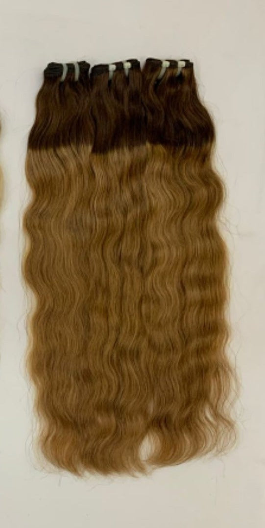 #4/#27 ombre raw North Indian natural wavy weft bundles