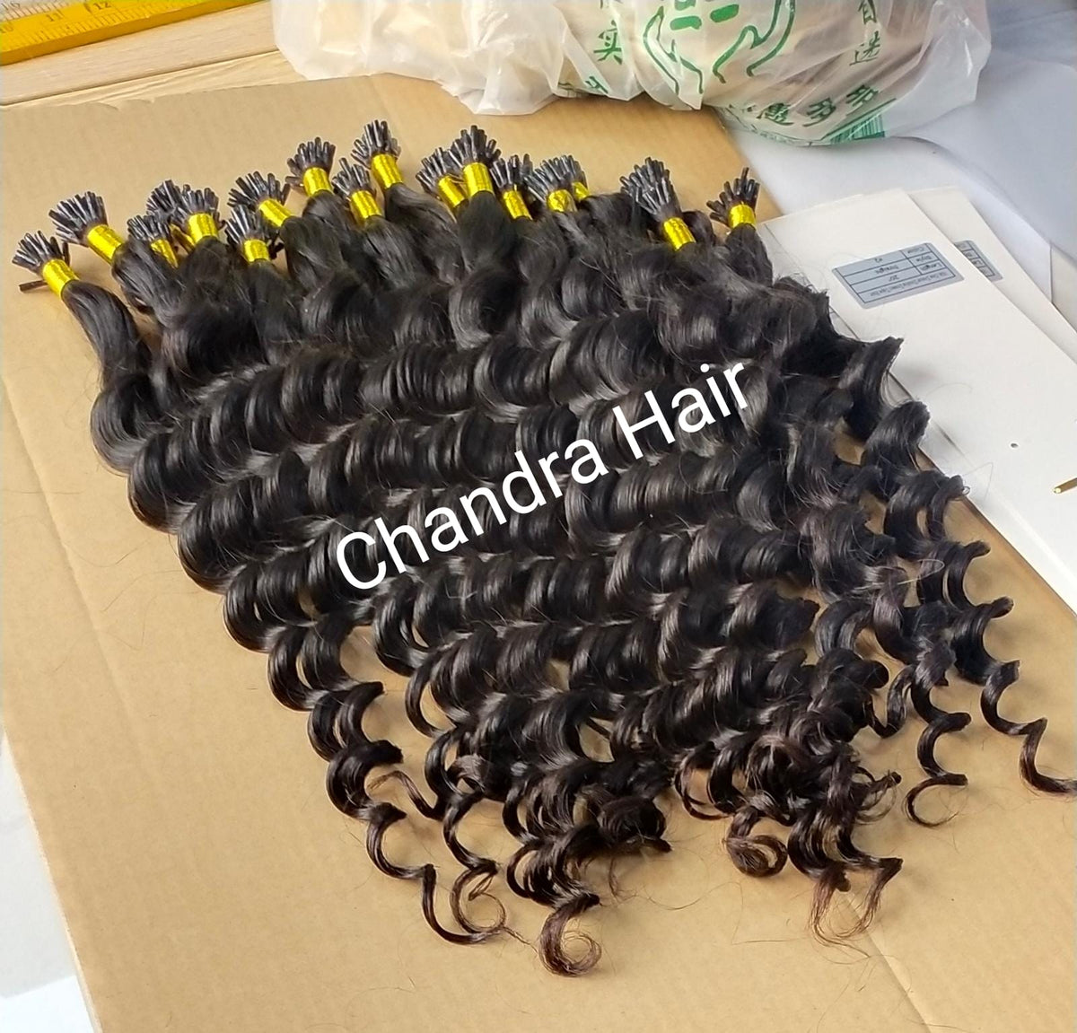 9A virgin hair I-tip strands, another angle