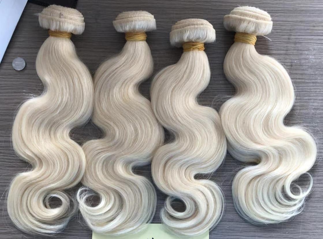 613 and #60 blonde 10A virgin hair weft bundles, sold by the bundle