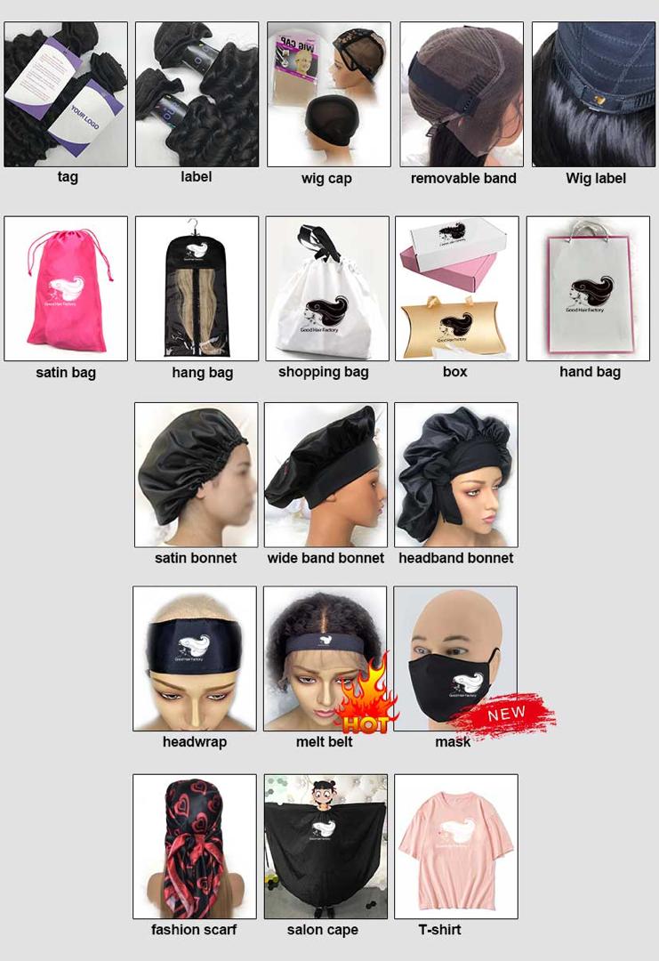 Satin bags, labels and boxes for branding a hair extension business