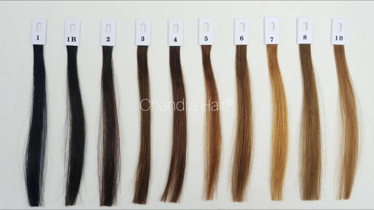 Hair color ring with dark, brown and blonde extension swatches