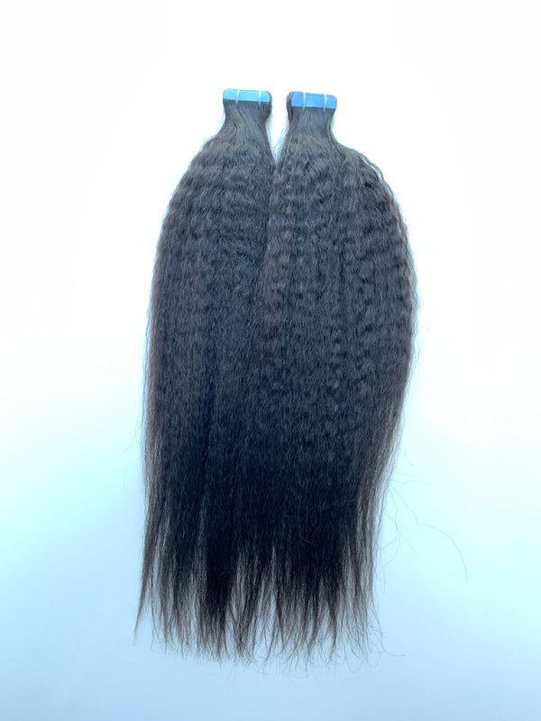 North Indian Remy Hair Kinky Straight Tape Hair Extensions ***CLEARANCE 50% OFF*** - Chandra Hair