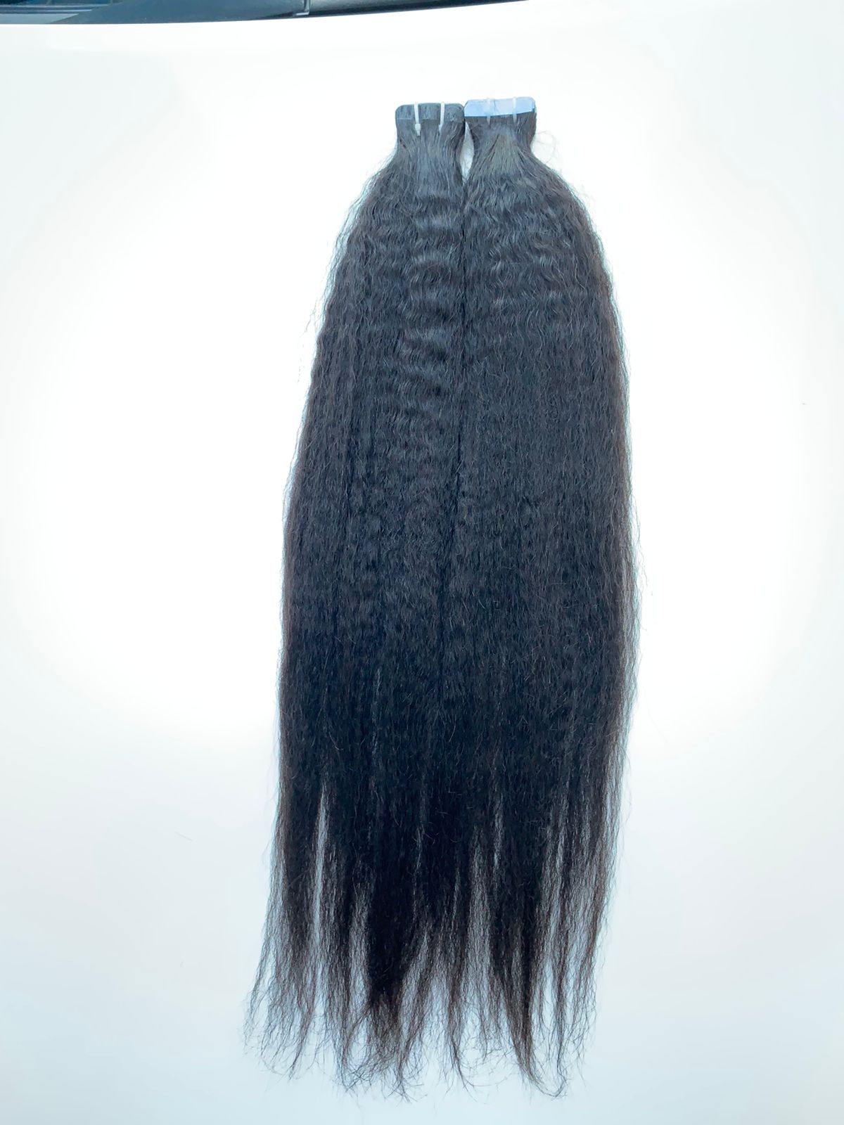 Kinky straight Indian remy hair tape-ins, another angle