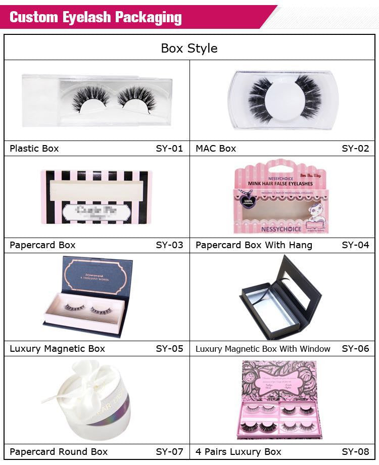 Custom lash box packaging options for wholesale mink lashes