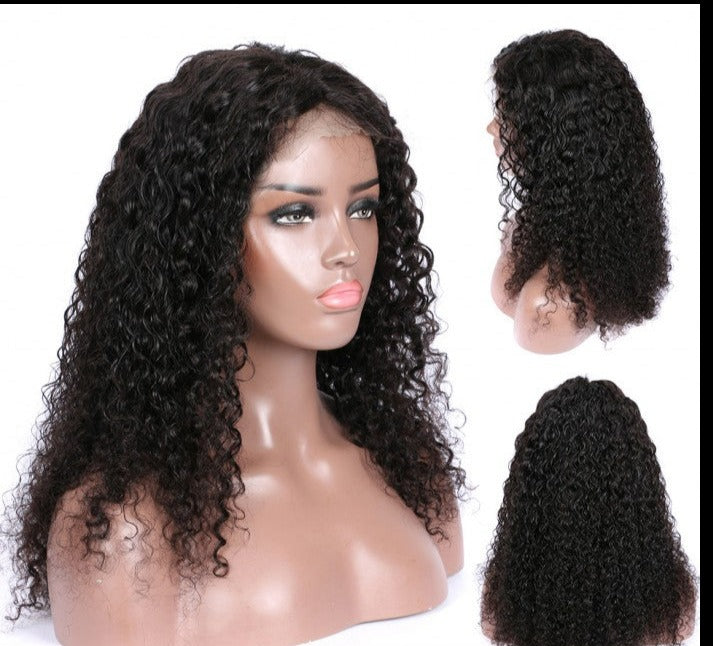 Curly HD 5x5 glueless closure wig in 9A virgin hair