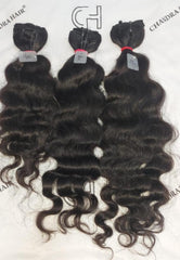 Chandra Hair natural black wavy hair bundles with soft curls and thick texture