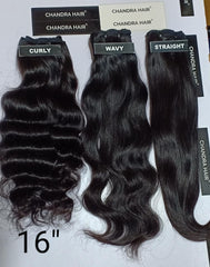 Chandra Hair 16 inch hair extensions in curly wavy and straight textures for versatile styling