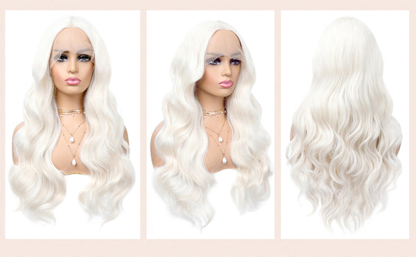 High Quality Synthetic Lace Front Wig 13x3.5  Platinum Blond Color
