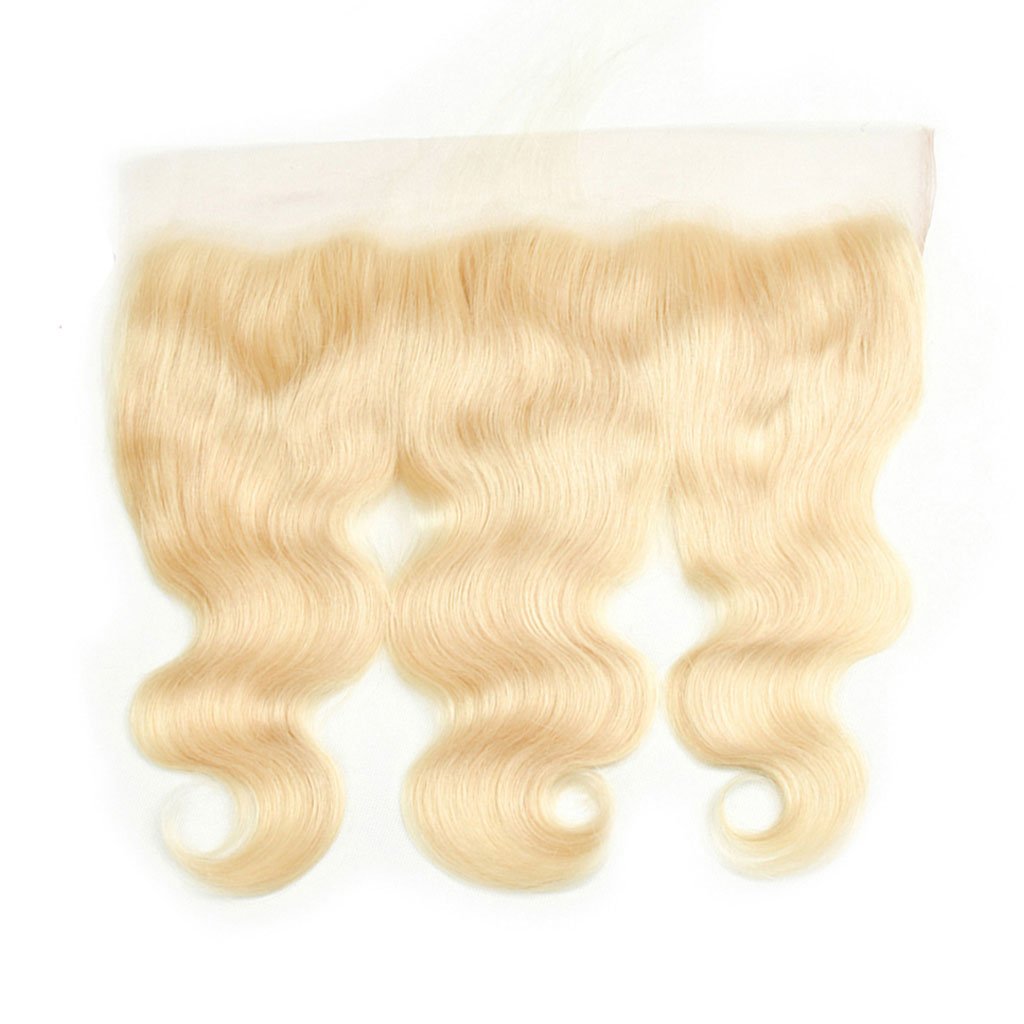 613 blonde HD lace 13x4 frontal in 10A virgin hair, pairs with weft bundles