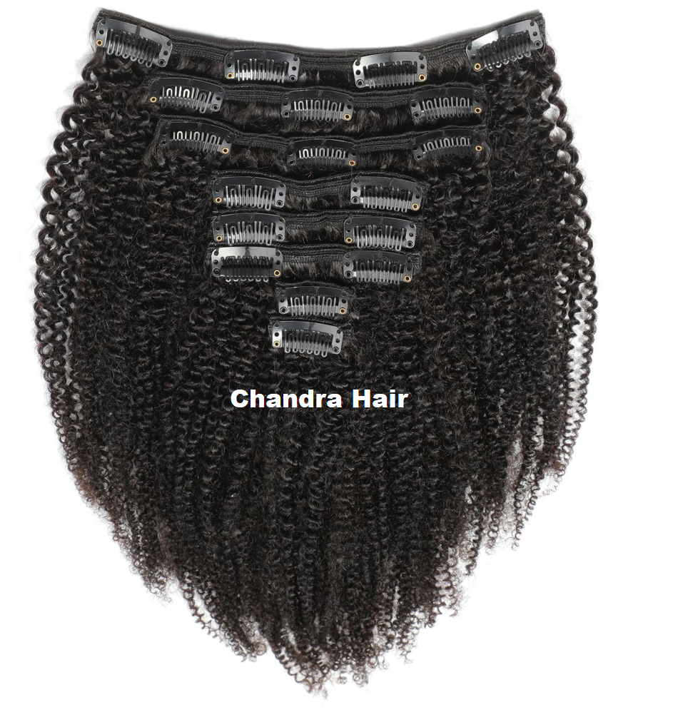 Kinky curly Grade 8A clip-in extensions