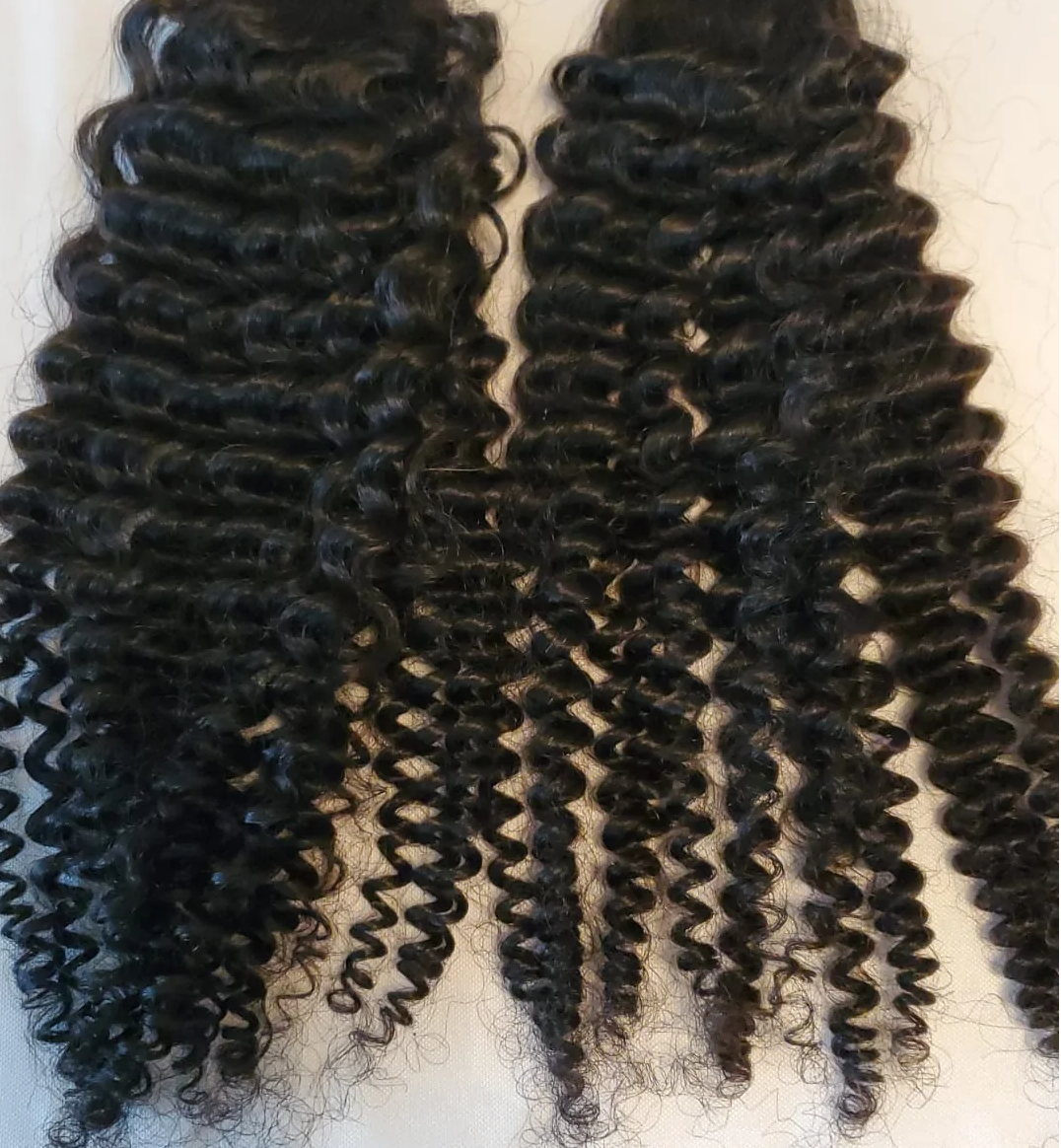 Kinky curly 10A virgin hair weft bundles