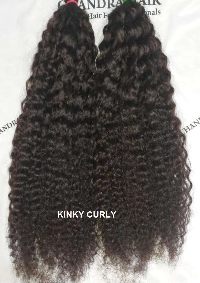 Raw South Indian loose, tight or kinky steam curly weft bundles, sold by the bundle