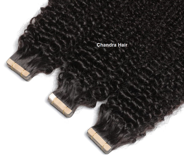 Virgin Hair Tape Extensions KINKY CURLY (Grade 9A) - Chandra Hair