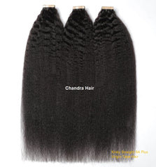 Virgin Hair Tape Extensions Kinky Straight (Grade 9A) - Chandra Hair