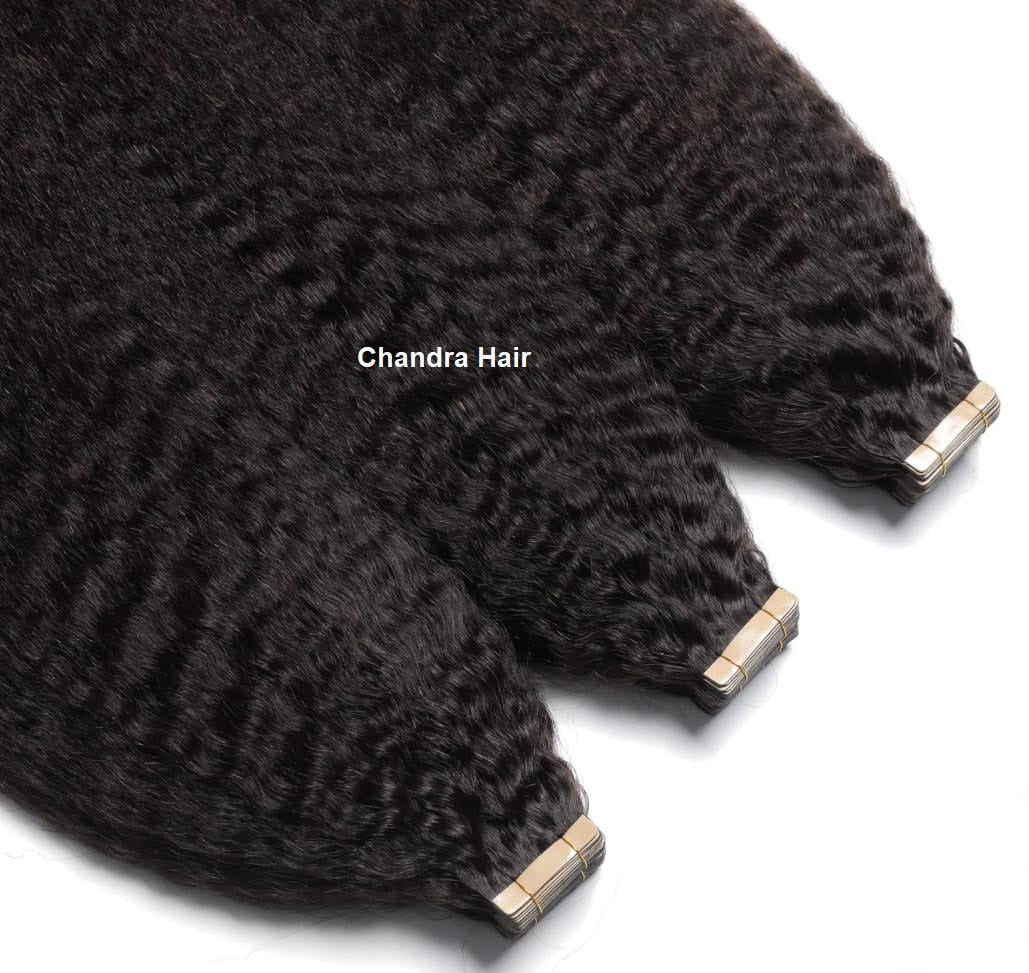 Kinky straight 9A virgin hair tape-in extensions