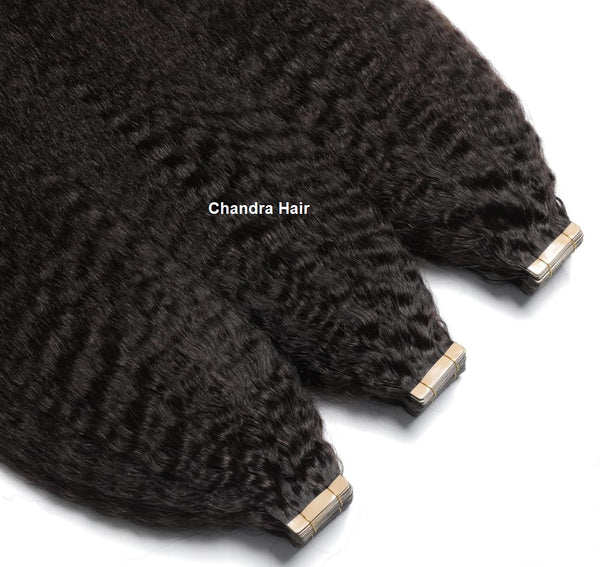 Virgin Hair Tape Extensions Kinky Straight (Grade 9A) - Chandra Hair