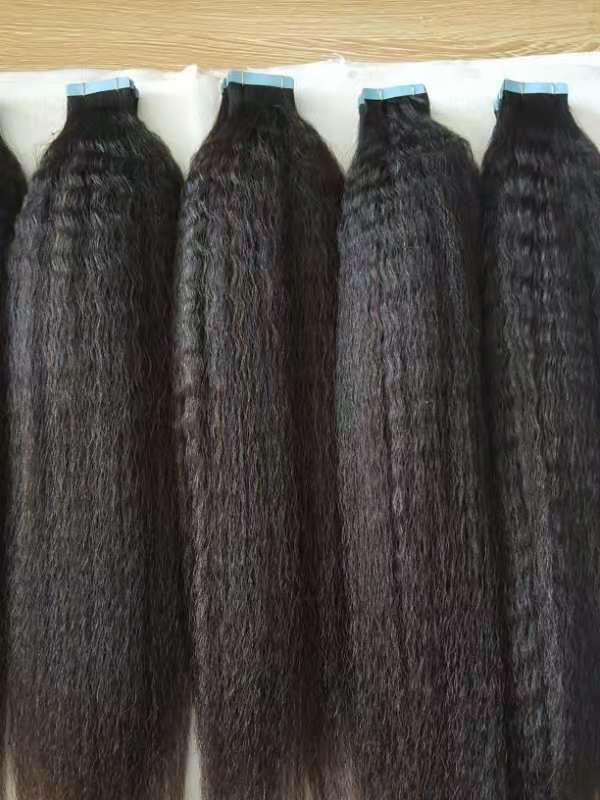 Virgin Hair Tape Extensions Kinky Straight (Grade 9A) - Chandra Hair