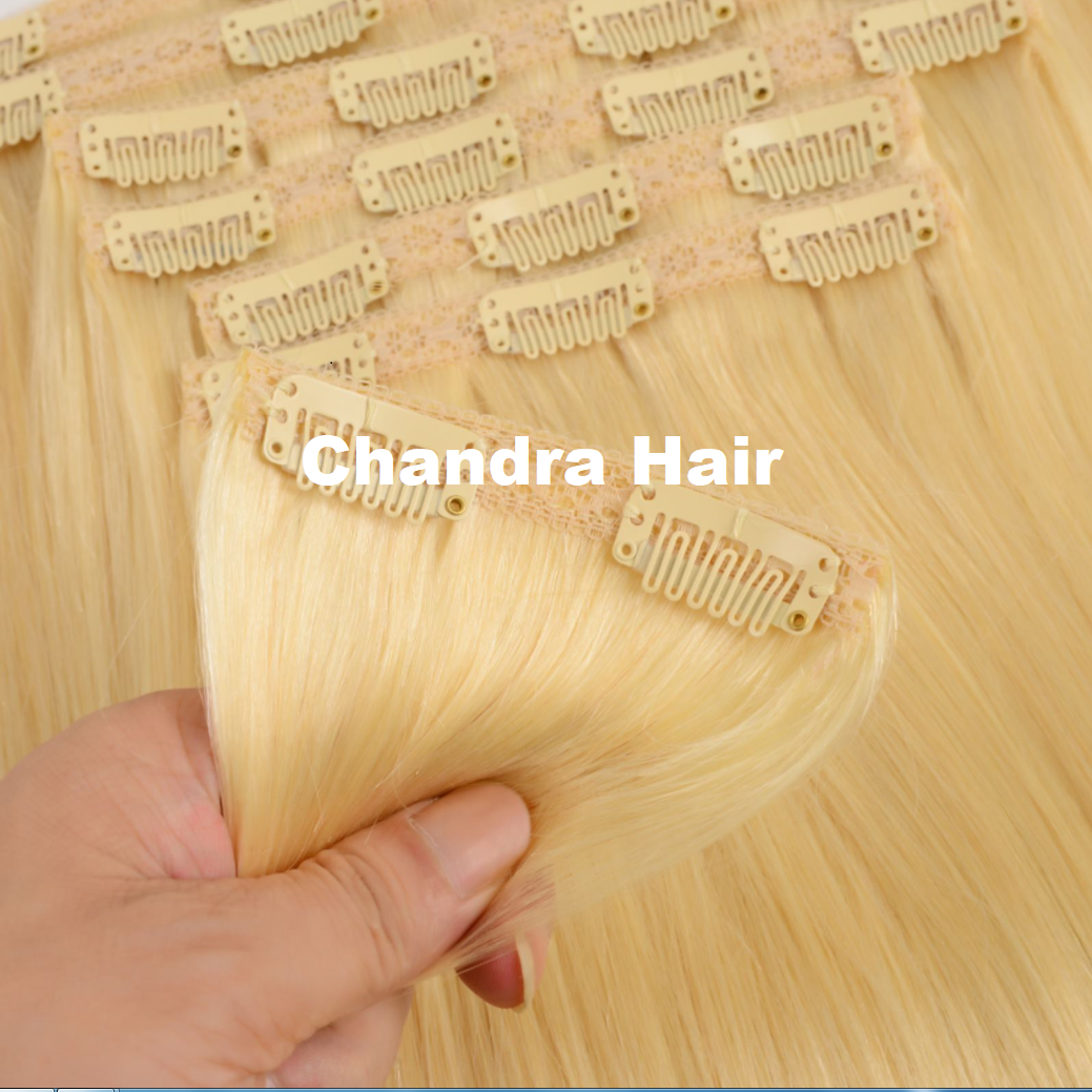 Silky straight 9A virgin hair clip-in extensions, alternate photo