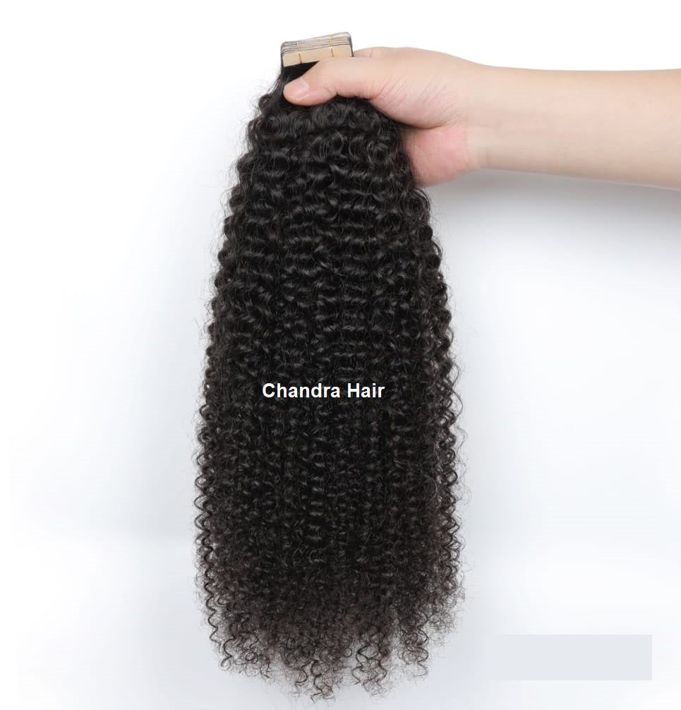 Kinky curly 9A virgin hair tape-in extensions