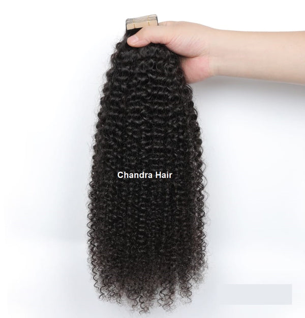 Virgin Hair Tape Extensions KINKY CURLY (Grade 9A) - Chandra Hair