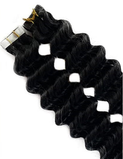 Deep wave 9A+ virgin hair tape-in extensions